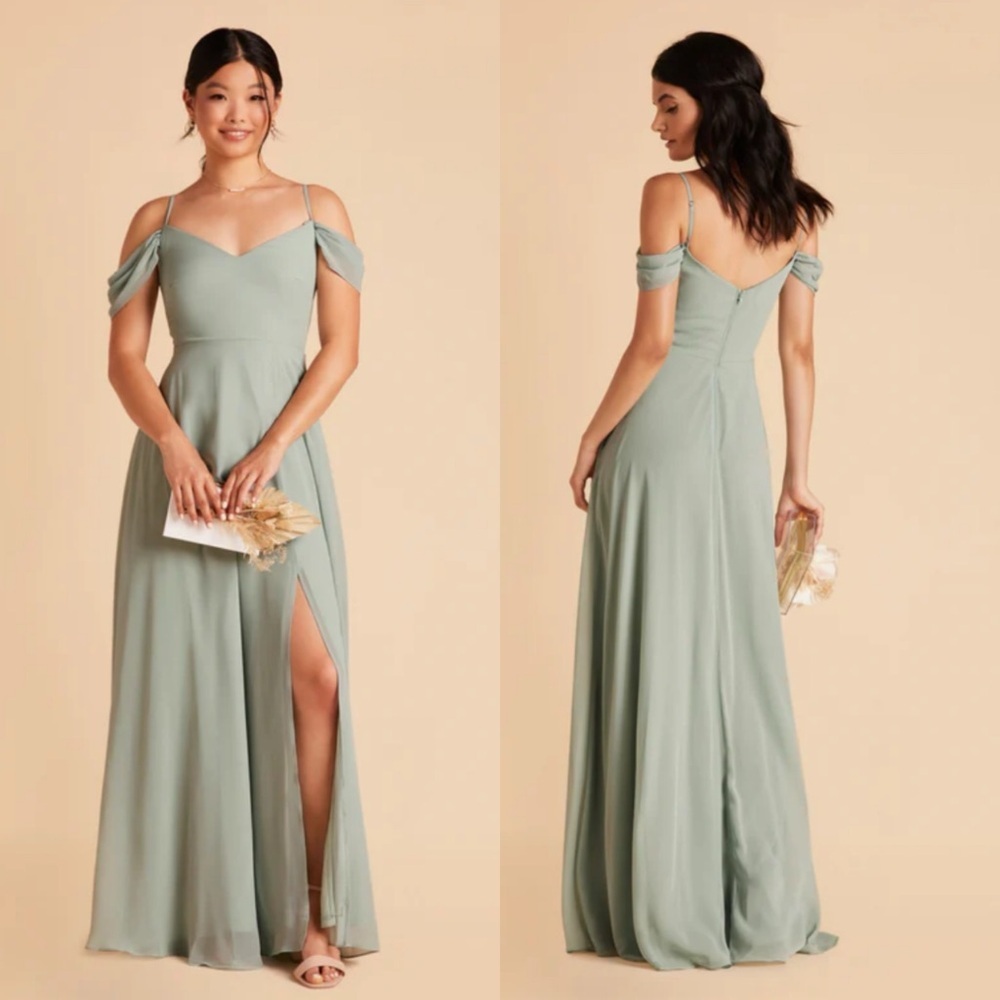 Birdy Grey Devin Sage Green Chiffon Dress Medium NEW Bridesmaid Formal Prom Gown